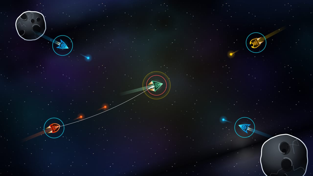 A bounty-marked ship trailing a gold aura, converged on from every side by hunters of all four factions