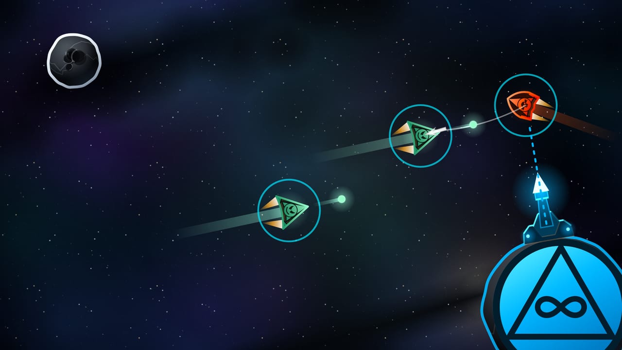An Outlaw ship cruising deep space, shields up and weapons ready