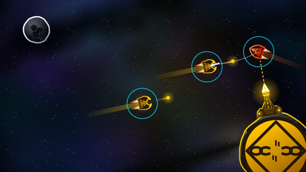 An upgraded Unbound fighter streaking through deep space with shields lit