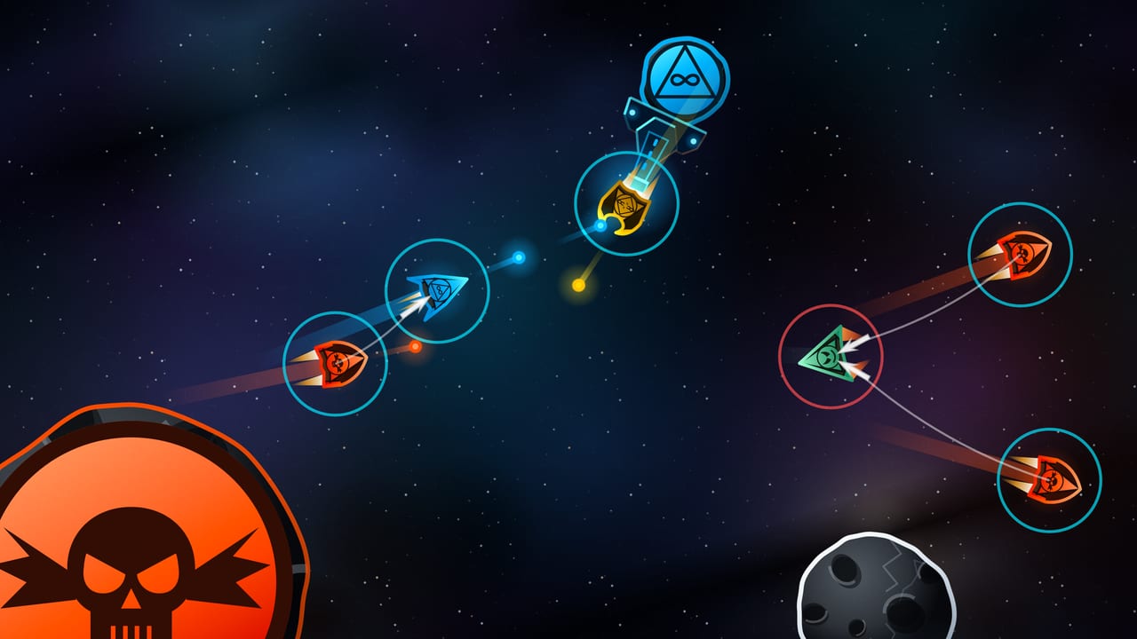 All four factions in battle - cyan Concordium, gold Unbound and orange Bone Collectors clash while two Bone Collectors harpoon a ghost-green Outlaw and haul it away